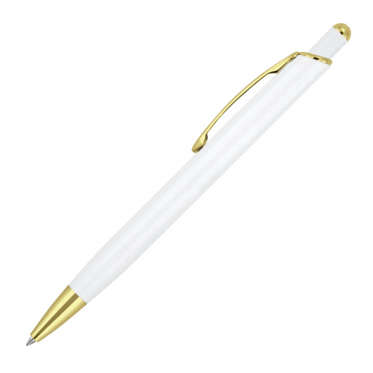 Promotional Matte Gold Trim Metal Pens White